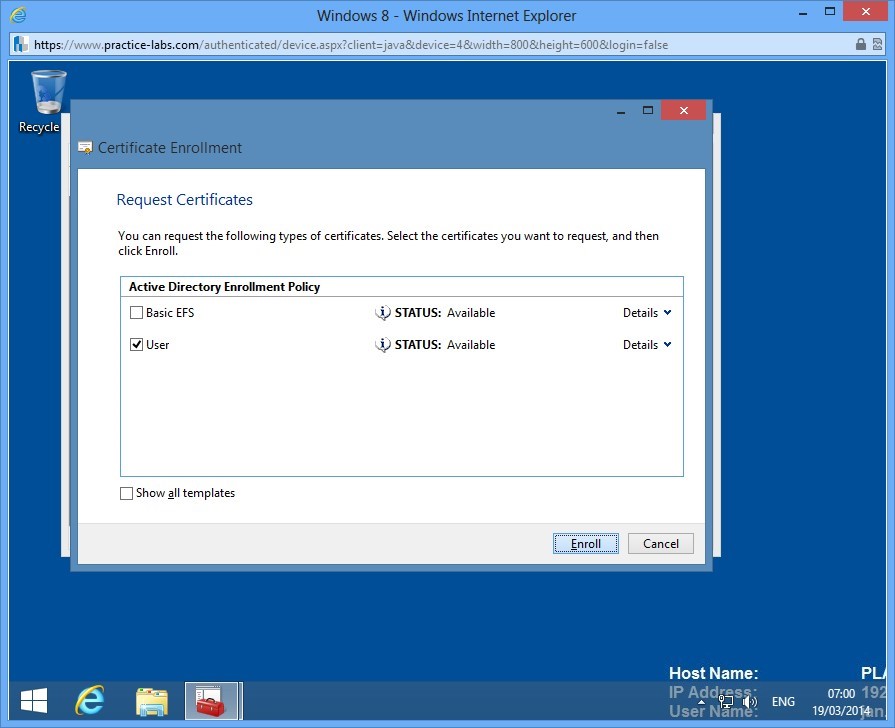 Practice Labs screenshot.